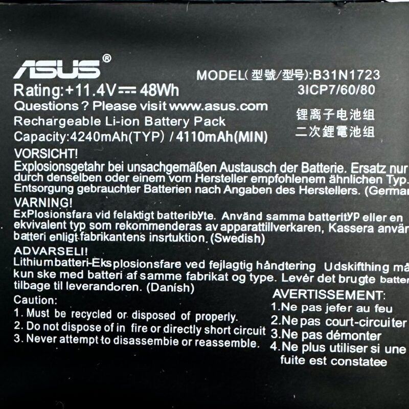 Asus B31N1723 new original battery 48Wh